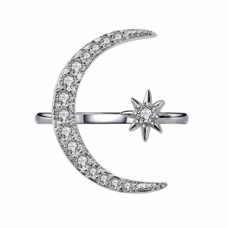 Lovely 925 Sterling Silver  Moon & Star